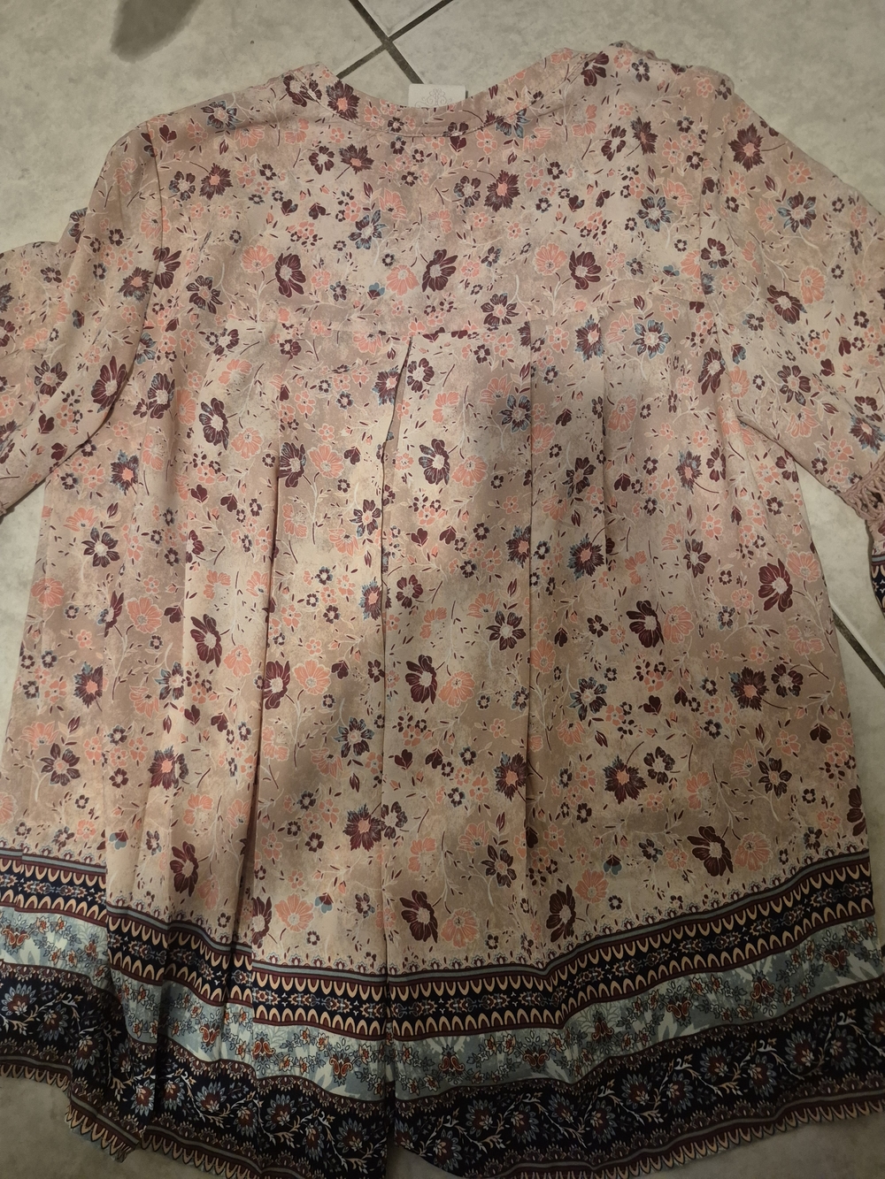 Knox Rose Blush Pink Floral Border Tunic with Navy Trim - Picture 5 of 5